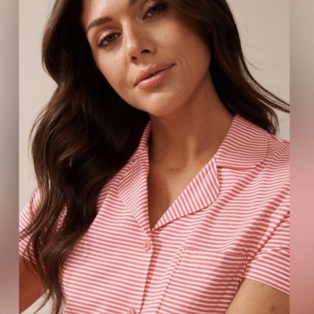 La Vie En RoseStripe Print Shirt PJ Set - Picture 2 of 6